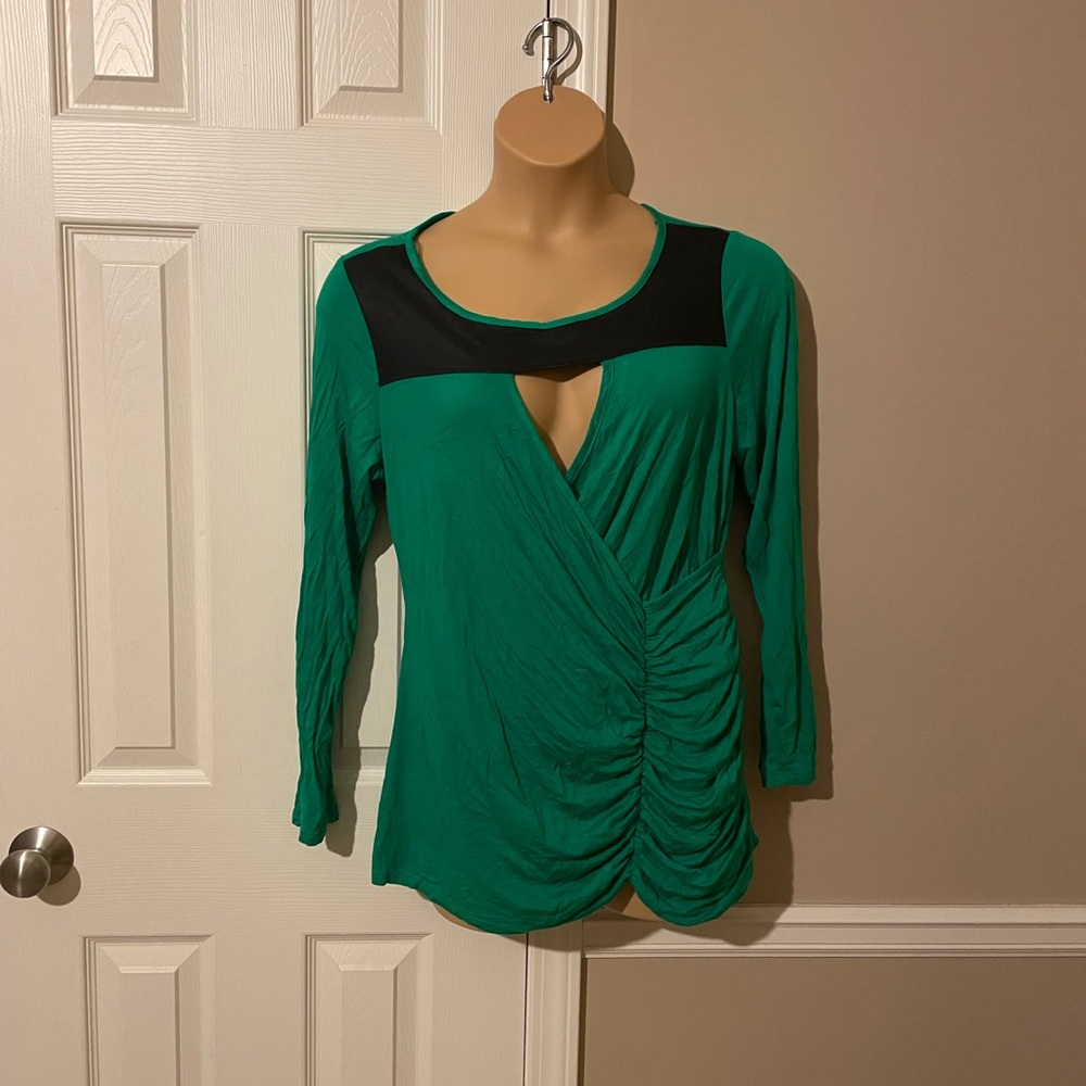 Green and black blouse